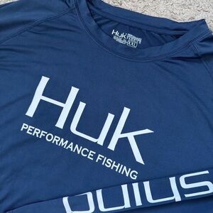 Huk Shirt Mens  XXL Blue Performance Fishing Long Sleeve Stretch Active